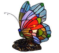 8 Inch Butterfly Style Table Lamp，Stained Glass Accent Night Light，Multi-Colored Bedside Lamps For Bedroom Living Room，E14, MAX40W (Color : E)