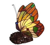 8 Inch Butterfly Style Table Lamp，Stained Glass Accent Night Light，Multi-Colored Bedside Lamps For Bedroom Living Room，E14, MAX40W (Color : E)