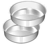 8 Inch Cake Pan Set of 2, Stainless Steel Round Layer Cake Baking Pans Tins, Non-Toxic & Healthy, Leak-proof & Easy Clean & Dishwasher Safe