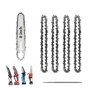 8 Inch Chainsaw Chain Blade and Guide Bar, 47 Drive Links 1/4" Pitch 043" Gauge, Replacement Chain Saw Bar and Chains fit IMOUMLIVE, Seesii, DocSmart Mini Chainsaw (4 Chains + Guides Bar + File)