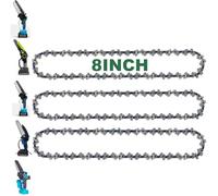 8 Inch Chainsaw Chain Replacement- 3 Chains for 8 Inch Mini Chainsaw with 45 Drive Links, 1/4" LP Pitch, 043'' Gauge, Compatible with Cordless Electric Battery Powered Mini Chainsaws