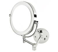 8 Inch Chrome Wall Mounted LED Lighted Makeup Vanity Mirror with Rotary Button Stepless Dimmable, Dual Sided Magnifying Adjustable Cosmetic Mirror, Bathroom HD Beauty Shaving Mirror ,HardWired,10X
