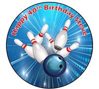 8 inch circle round ten pin bowling cake topper printed edible icing personalised