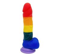 8 Inch Colourful Dildo with Suction Cup Compatible with Strap On Harness, Rainbow Multicoloured Couples Anal and Vaginal Sex Toy Dildo for Handsfree Solo and Couples Play