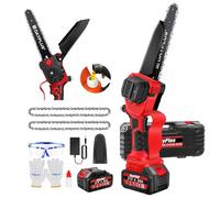 8 Inch Cordless Chainsaw Electric Saws to Cut Wood, 5600RPM Battery Chainsaw 21V 840W Brushless Electric Chainsaw with 180MM Cutting Length, Safety Lock for Garden Courtyard Tree Branch Wood Cutting