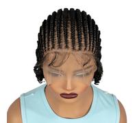 8 Inch Cornrow Box Short Braided Wigs for Black Women,Full Lace Boho Braid Synthetic Hair Fluffy and Natural