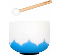 8 Inch Crystal Singing Bowl Lotus 432 Hz G - Blue (Throat Chakra) Including 1 Wood Mallet