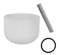 8 Inch Crystal Singing Bowl Set - 432hz/B Note Crown Chakras, Sound Healing Percussion with Sheepskin Stick and O-ring, Ideal for Yoga, Meditation (Color : White)