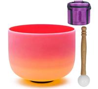 8 Inch D Note Sacral Chakra Frosted Quartz Singing Bowl for Yoga Meditation & Sound Bath, with Rubber Mallet & O-ring(440Hz,Bowl+Case)