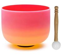 8 Inch D Note Sacral Chakra Frosted Quartz Singing Bowl for Yoga Meditation & Sound Bath, with Rubber Mallet & O-ring(440Hz,Bowl)