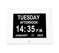 8 Inch Digital Day Clock Large LCD Screen 8 Alarm Options Brightness Adjustable Digital Calendar Alarm Clock 100?240V EU Plug