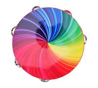 8 Inch Double Row Tambourine Fashionable Beating Drum for Adult and Children (Rainbow Color)