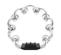 8 Inch Double Row Tambourine Round Musical Tambourine Metal Bells Hand Held Percussion Drum With Ergonomic Handle Grip