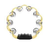 8 Inch Double Row Tambourine Round Musical Tambourine Metal Bells Hand Held Percussion Drum With Ergonomic Handle Grip