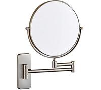 8-inch Double-sided Wall-mounted Makeup Mirror, 360° Swivel Brass Magnifying Vanity Mirror, Extendable Folding Design, Nickel Finish, 3x Magnification For Shaving And Beauty Nickel 3X