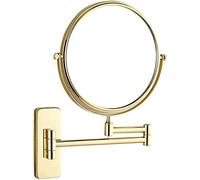 8-inch Double-sided Wall-mounted Makeup Mirror, 360° Swivel Brass Magnifying Vanity Mirror, Extendable Folding Design, Nickel Finish, 3x Magnification For Shaving And Beauty Gold 3X