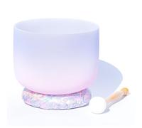 8 inch F Note Heart Chakra Frosted Quartz Crystal Singing Bowl with Rubber Mallet and Cloth O-ring, for Yoga Meditation Sound Bath(432Hz)