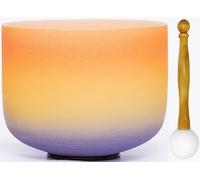 8 Inch F note Heart Chakra Quartz Crystal Singing Bowl for Yoga Meditation Sound Bath, Rainbow Colored Sound Bowl with Rubber Mallet & O-ring(440Hz)
