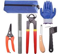 8 inch Farrier Tool Kits (7 Piece) Mini Rasp Hoof File Goat Pig Equine Metal Shears Professional Farriers Hoof Nipper Cutter Handle Knife