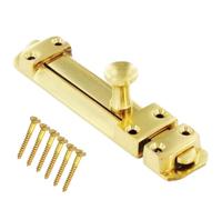 8 Inch Flat Door Bolts Brass Plated Bolt Door Latches Tower Bolt Sliding Lock Flat Slide Safety Door Barrel Bolt with Screws 1 Pack.