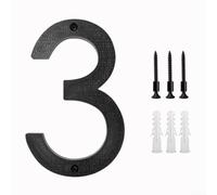 8 Inch Floating House Numbers, Black Number Plate for Home and Garage, Easy Mounting on Different Surfaces (3)