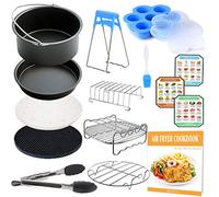 8 inch General Air Fryer Accessories 11 pcs with Recipe Cookbook, Compatible for over 4.2 litre Air Fryers, Philips, COSORI, Tower Airfryer, Deluxe Deep Fryer Accessories Set of 12