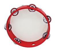 8 Inch Hand Tambourine with Metal Single Row 6pcs Metal Cymbals Jingles Sheepskin Drum Skin Wooden Tambourines Entertainment Musical Timbrel for Adults Kids Dancing Singing Party