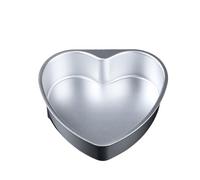 8 Inch Heart Shaped Cake Tin With Removable Base Baking Mould Silver | Heart shaped design with removable base for easy cake release in silver metal