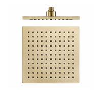8 Inch High Pressure Square Rain Shower Head Ultra Thin ABS Waterfall Showerhead Fixed Shower Head for Bathroom Brushed Gold Finish G1/2 Connection