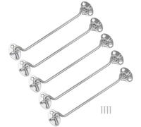 8-Inch Hook and Latch, 5-Suite 200MM Silver Door Hook Stainless Steel Cabin Hook, for Outdoor Garden Door Latch.