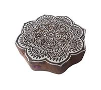 8 Inch Innovative Large Wooden Block Round Floral Design Big Printing Stamp