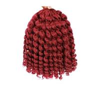 8 Inch Jamaican Bounce Crochet Wigs,Curl Curly Braiding Hair for Black Women 3PCS(RED)