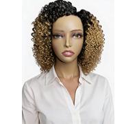8 Inch Jerry Curly Human Hair Wig, 1B/27 Ombre Short Curly Bob Wigs for Black Women, 100% Unprocessed Machine Made Human Hair Wigs,Jerry Curl Wig Natural Black to Honey Blonde 245 grams