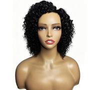 8 Inch Jerry Curly Human Hair Wig, Short Curly Bob Wigs for Black Women, 100% Unprocessed Machine Made Human Hair Wigs, Tight Spiral Jerry Curl Wig (#1 Black Colour)