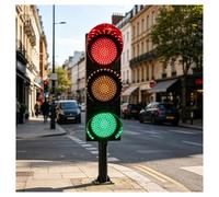 8 Inch LED Traffic Light, 3-Light Red/Yellow/Green Signal, Industrial Stop and Go Warning Light for Dock Bay, AC240V(Ac240v)
