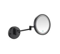 8-Inch LED Wall-Mounted Bathroom Mirror 3X Magnifying Makeup Mirror with 360-Degree Rotation Extendable Arm Black Perfect for Beauty and Grooming