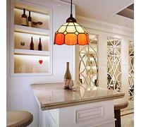 8-Inch M- Pendant Lighting Antique Style 1-Light Ceiling Pendant Fixture Multi-Colored Glass Chandelier for Dining Room Kitchen Island,F Interesting Life,Hanging Light(D)