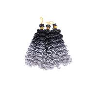 8 Inch Marlybob Crochet Hair Extensions Short Water Wave 3 Bundles/Lot Ombre Hairpiece Synthetic Weave Twist Braids - Black to Grey