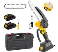 8-Inch Mini Chainsaw,Cordless Chainsaw,Light Weight Battery-Powered,with 2 Chains and Two high-Capacity Batteries,with Safety Lock and Brushless Motor for Pruning Trees and Cutting Wood