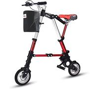 8 Inch Mini Folding Bike for Adult Women, 20" Wheels, Compact Red Bicycle