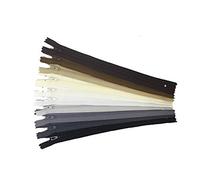 8 inch MulticolorNeutral Colors Pack YKK Zippers Number 3 Nylon Coil Set of 10 Pieces