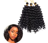 [8" Inch, Natural Black] Braiding Hair Extensions Marley Braids Synthetic Crochet 3pcs Water Wave Hairpiece Wavy Weave For Women Beauty
