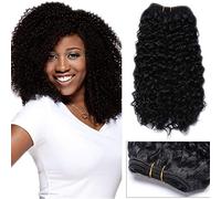 8" Inch One Piece Water Wave Hair Extension Kinky Short Curly Hair Extensions Weave Hair Bundles Synthetic For Women - Dark Black