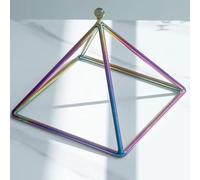 8 inch Rainbow Crystal Singing Pyramid with Crystal Striker & Hanging Strap, Colored Sound Healing Quartz Singing Pyramid(Pyramid)