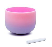 8 inch Rainbow F Note Crystal Singing Bowl, Heart Chakra Crystal Sound Bowl, Purple Pink Gradient Frosted Quartz Singing Bowl for Yoga Meditation(440Hz,Bowl)
