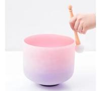 8 Inch Rainbow F Note Heart Chakra Crystal Singing Bowl with Rubber Mallet & O-ring, Purple Pink Gradient Frosted Quartz Sound Bowl for Yoga Meditation & Sound Bath(432Hz,Bowl+Case)