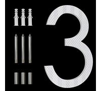 8 Inch Reflective House Numbers for Outside, Address Numbers For Houses Large Black Exterior Street Metal House Numbers Floating Mount Or Flush Mount Aluminum Home Number 3