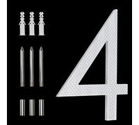 8 Inch Reflective Numbers For Address On House, Modern House Numbers Metal Black address Street Large Modern House Numbers Floating Mount Or Flush Mount Aluminum Home Door Number 4