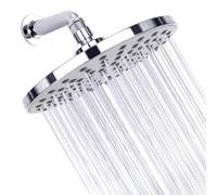 8 Inch Round Rain Shower Head, Chrome ABS Bathroom Rainfall Sprayer with Metal Rotating Ball, Adjustable Angle Ceiling Mount Fixture