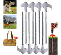 8-Inch Screw In Tent Pegs Heavy Duty Ground Anchors, Camping Stakes For Hard Ground, Threaded Design for Tents Canopy Gazebo Awning Tarps, 8-Pack with Storage Bag(white 8+1)